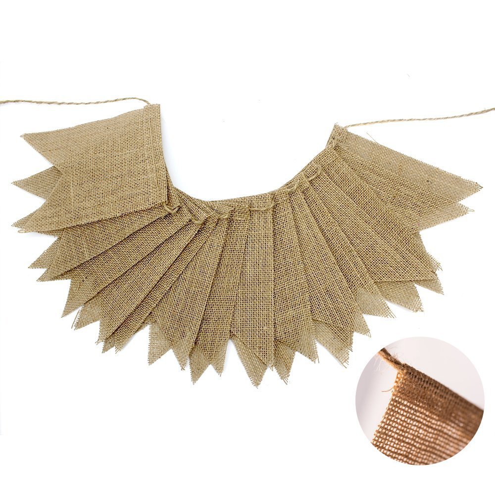 Leinen-Wimpelgirlande – 15-teilig | 4,4 m | Perfekt für Hochzeiten & Feiern konfetti.world Shipping