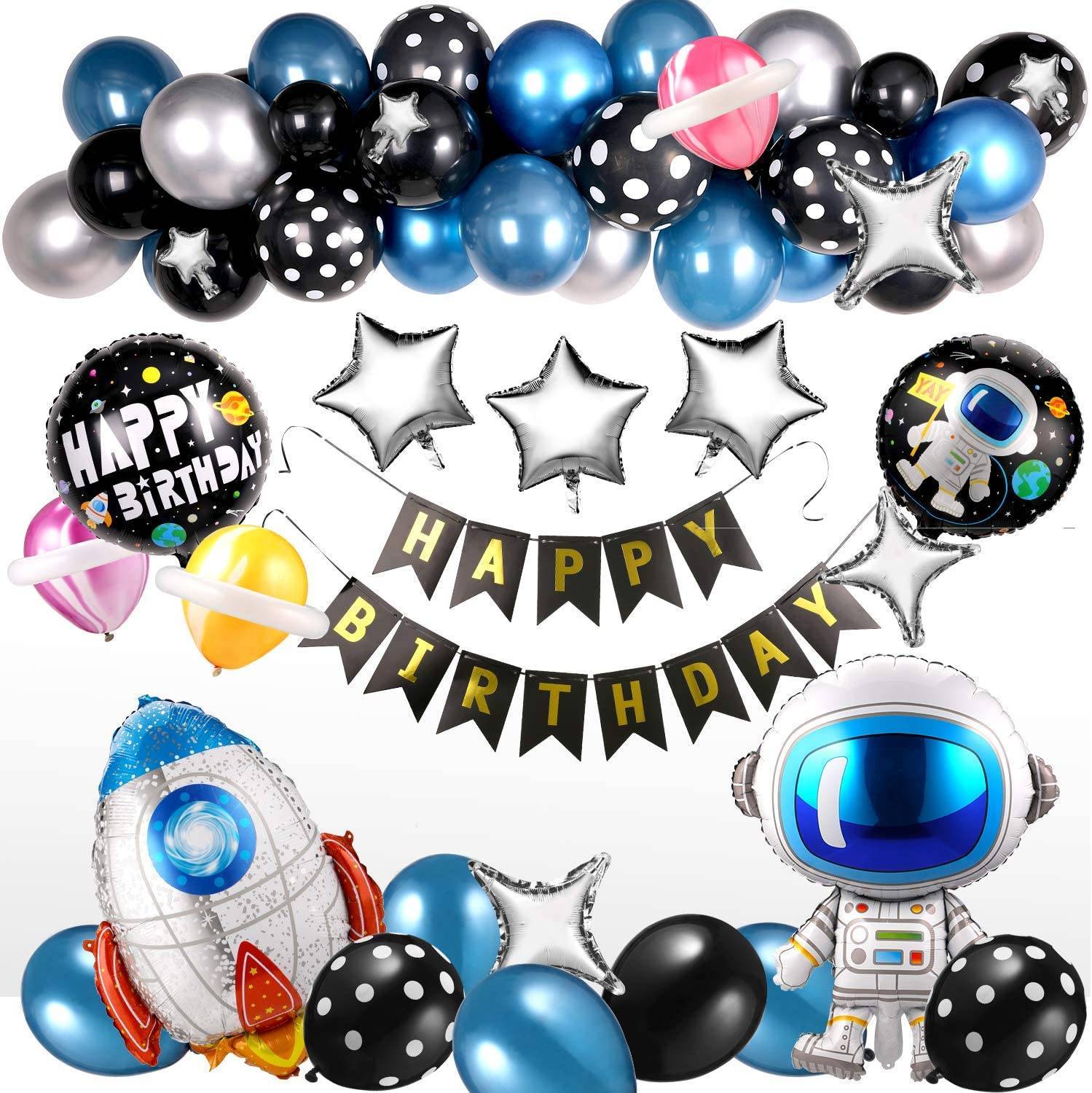 Profi-Deko für kleine Weltraum-Fans – 55-tlg. Astronauten-Ballon-Set konfetti.world