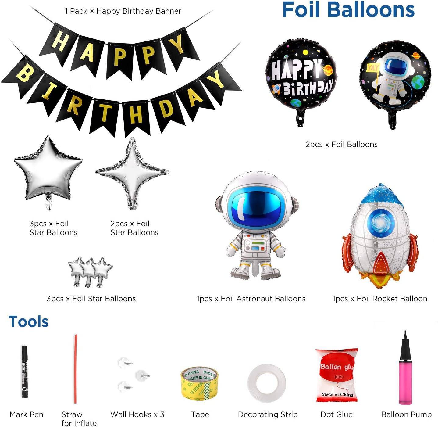 Profi-Deko für kleine Weltraum-Fans – 55-tlg. Astronauten-Ballon-Set konfetti.world