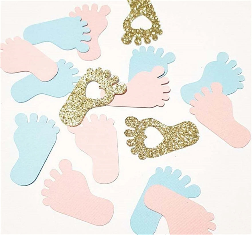 Babyfuß-Konfetti – Pink, Blau & Gold (ca. 100 Stück) konfetti.world Shipping