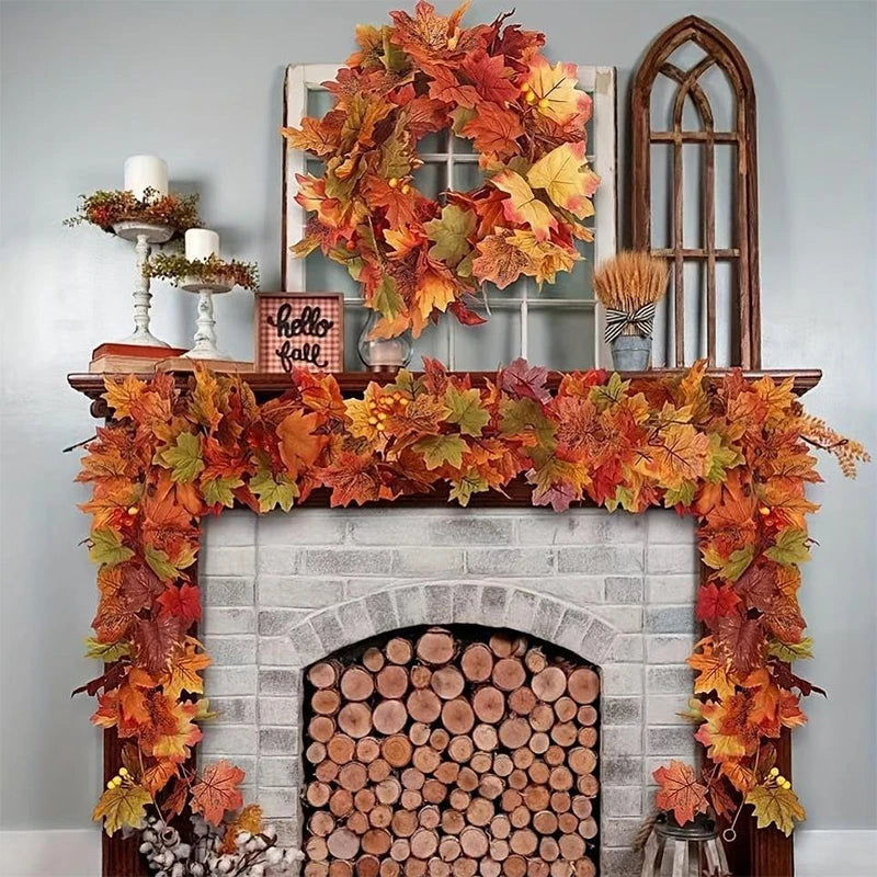 2m Herbstgirlande mit Ahornblättern – Künstliche Deko-Ranke für Herbst & Feste konfetti.world