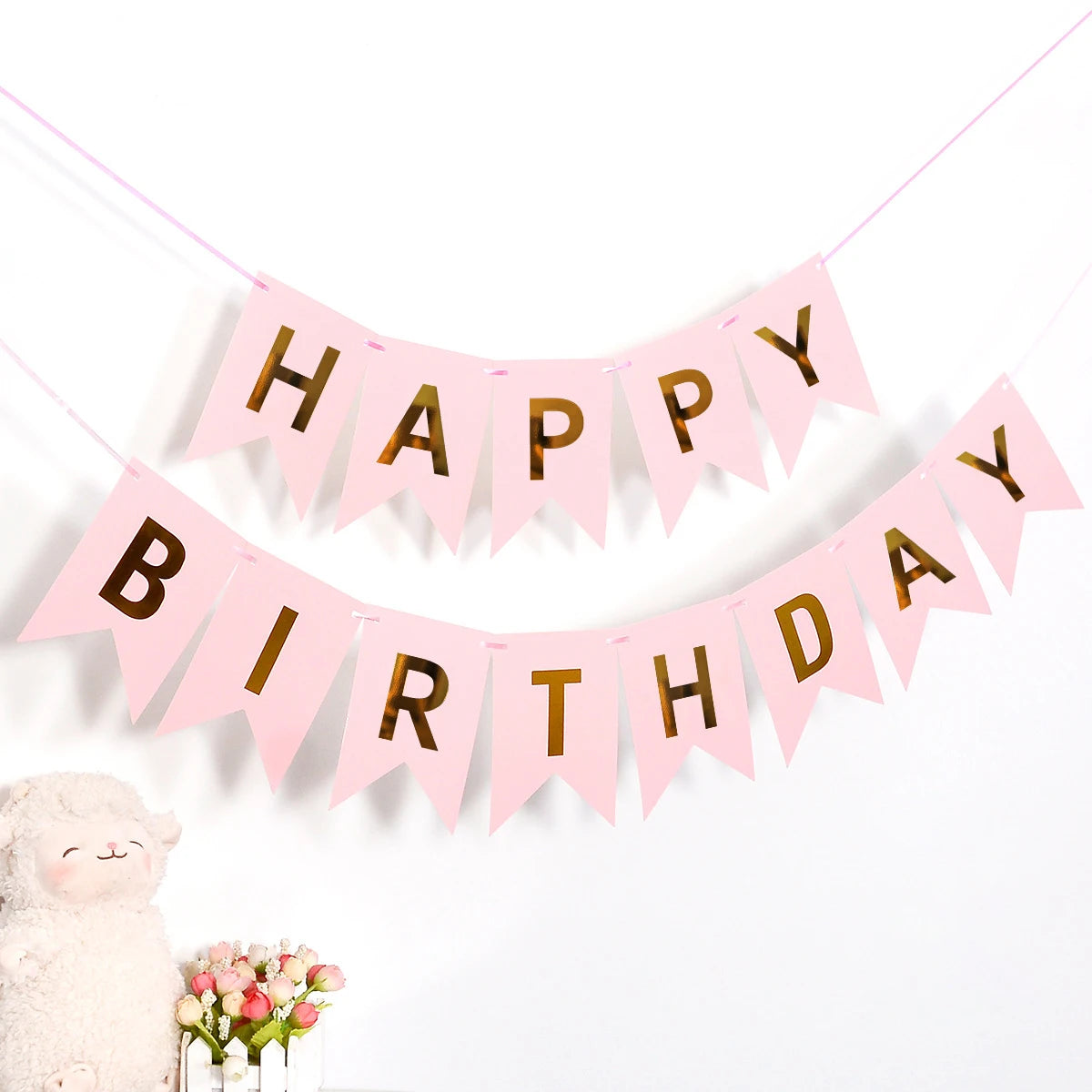 Happy Birthday Banner – 13-teilige Deko-Girlande mit Folienprägung konfetti.world