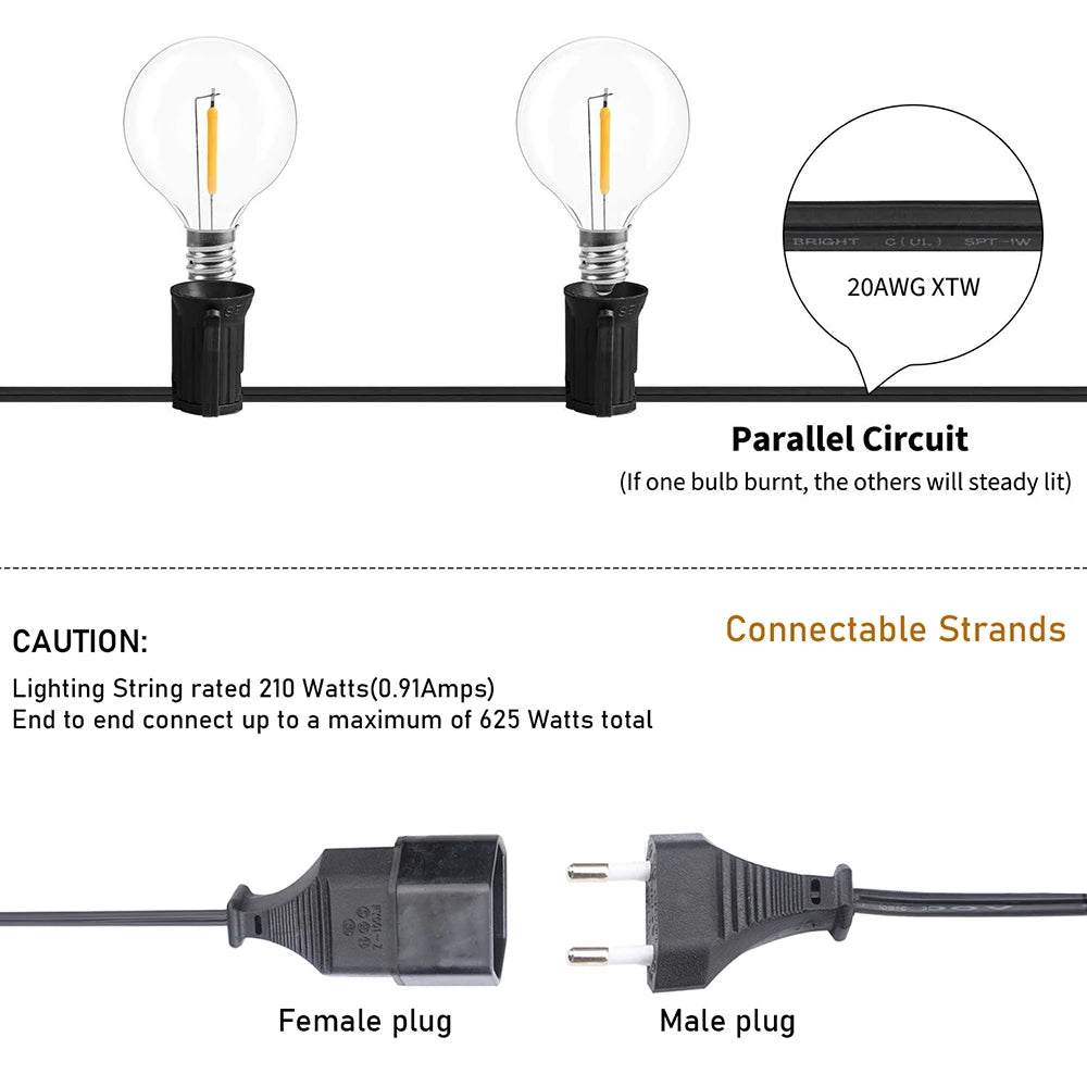 LED Lichterkette G40 – Für stimmungsvolle Momente im Garten & auf der Party! konfetti.world Shipping