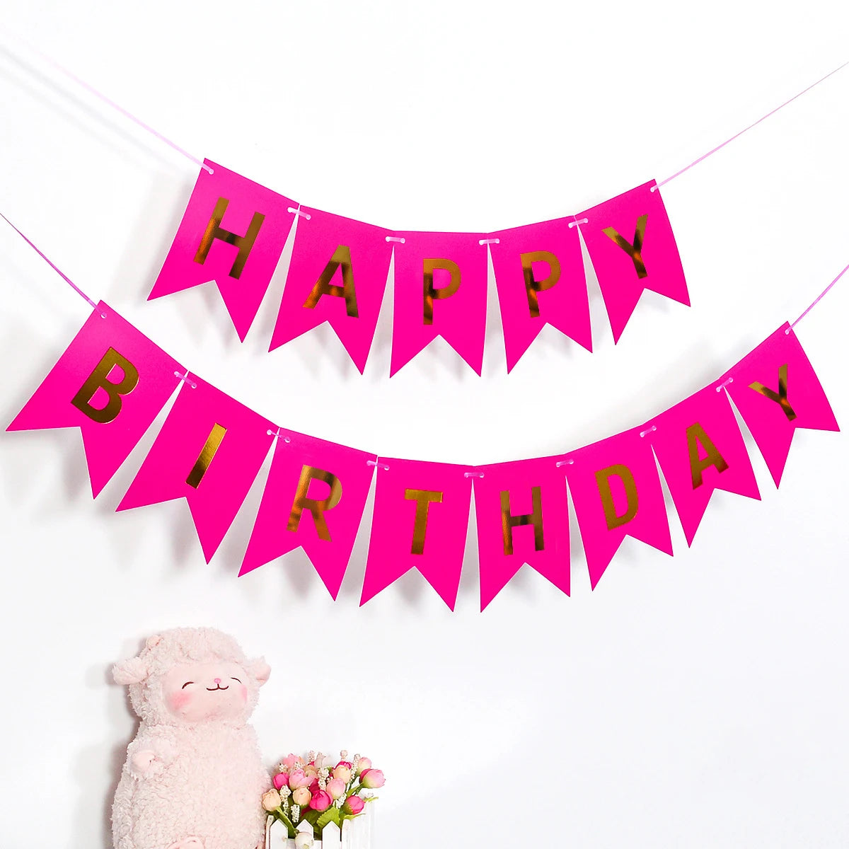 Happy Birthday Banner – 13-teilige Deko-Girlande mit Folienprägung konfetti.world
