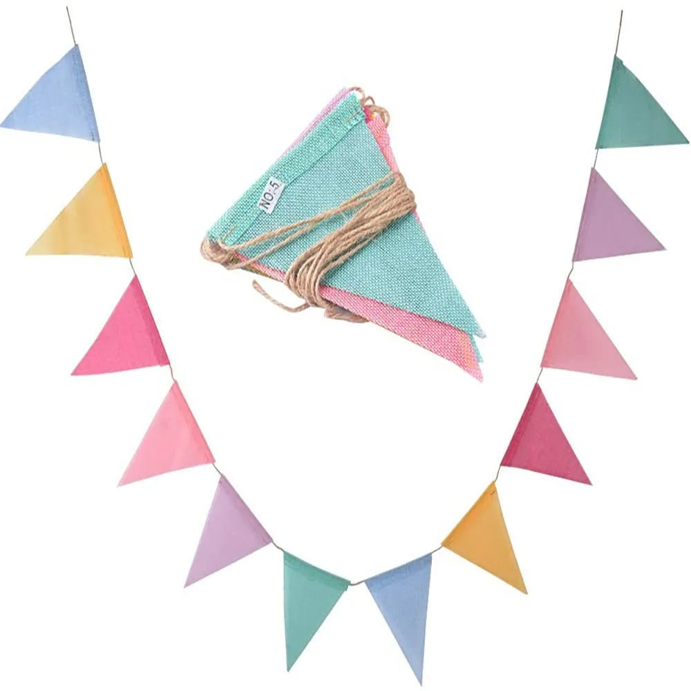 Bunte Wimpelgirlande – 12 Wimpel für Garten, Party & Hochzeit konfetti.world Shipping