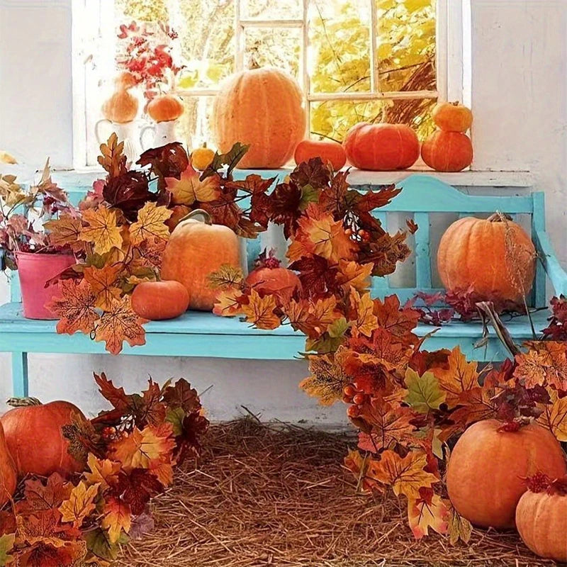 2m Herbstgirlande mit Ahornblättern – Künstliche Deko-Ranke für Herbst & Feste konfetti.world