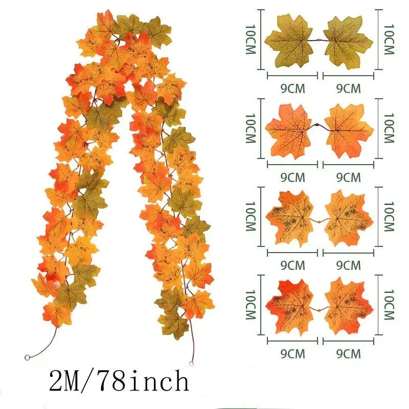 2m Herbstgirlande mit Ahornblättern – Künstliche Deko-Ranke für Herbst & Feste konfetti.world