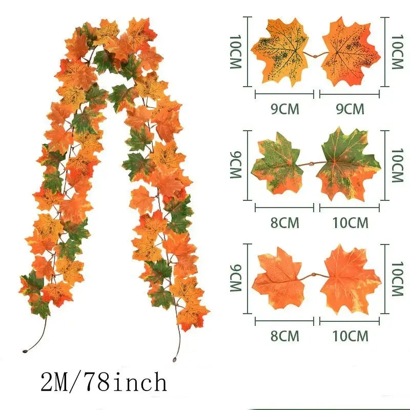 2m Herbstgirlande mit Ahornblättern – Künstliche Deko-Ranke für Herbst & Feste konfetti.world