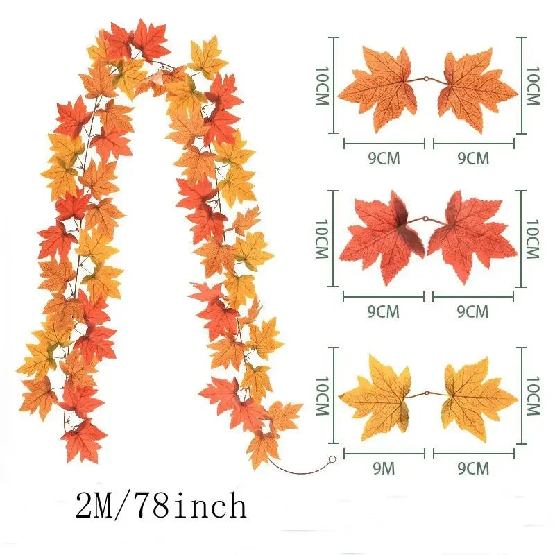 2m Herbstgirlande mit Ahornblättern – Künstliche Deko-Ranke für Herbst & Feste konfetti.world