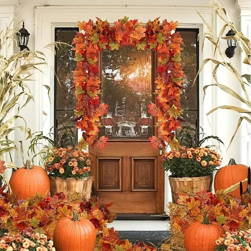 2m Herbstgirlande mit Ahornblättern – Künstliche Deko-Ranke für Herbst & Feste konfetti.world