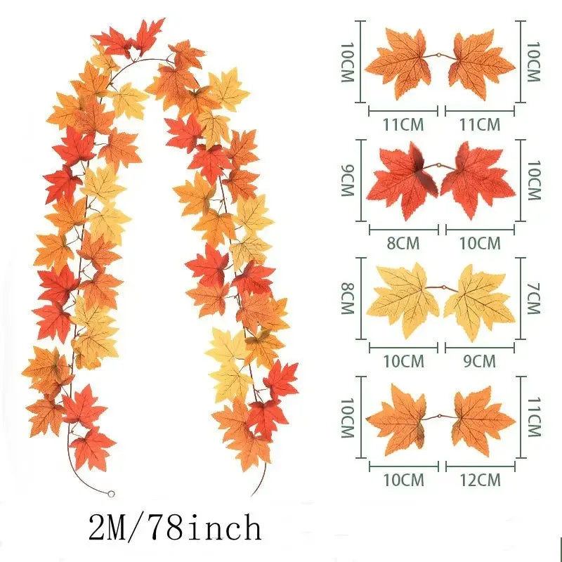 2m Herbstgirlande mit Ahornblättern – Künstliche Deko-Ranke für Herbst & Feste konfetti.world