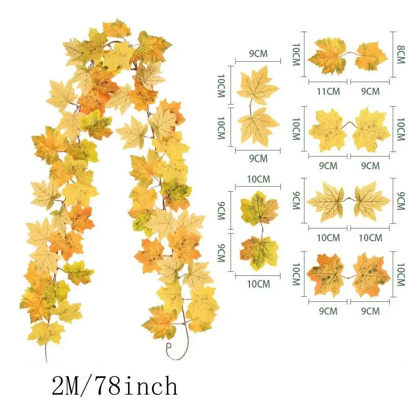 2m Herbstgirlande mit Ahornblättern – Künstliche Deko-Ranke für Herbst & Feste konfetti.world