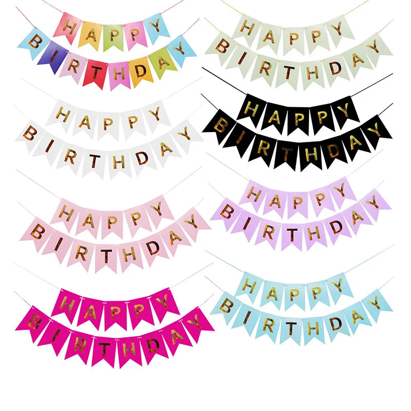Happy Birthday Banner – 13-teilige Deko-Girlande mit Folienprägung konfetti.world