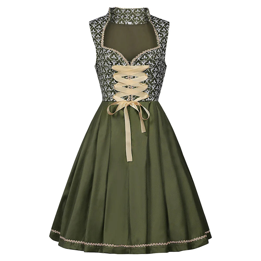 Damen Dirndl Kleid – Oktoberfest Kostüm mit Schürze & Stickerei konfetti.world