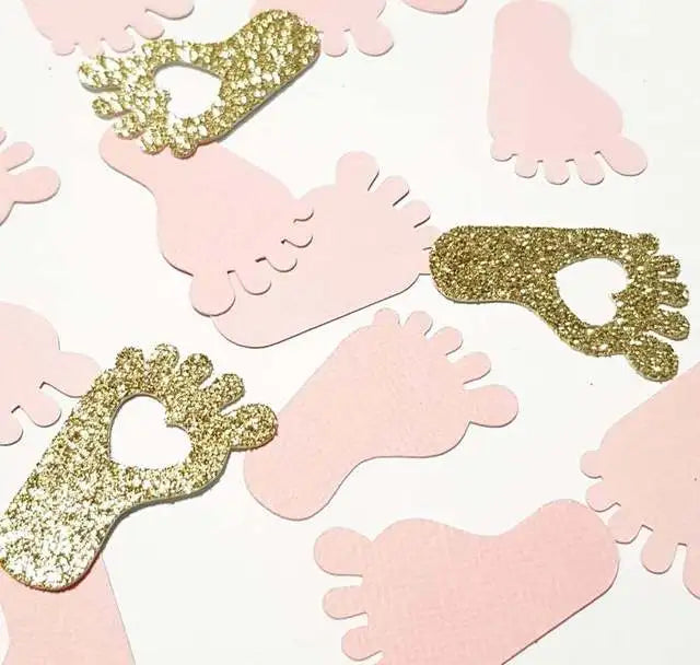 Babyfuß-Konfetti – Pink, Blau & Gold (ca. 100 Stück) konfetti.world Shipping