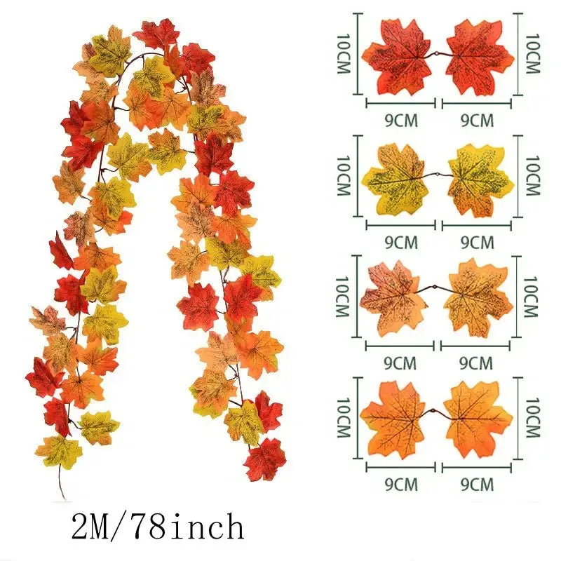 2m Herbstgirlande mit Ahornblättern – Künstliche Deko-Ranke für Herbst & Feste konfetti.world