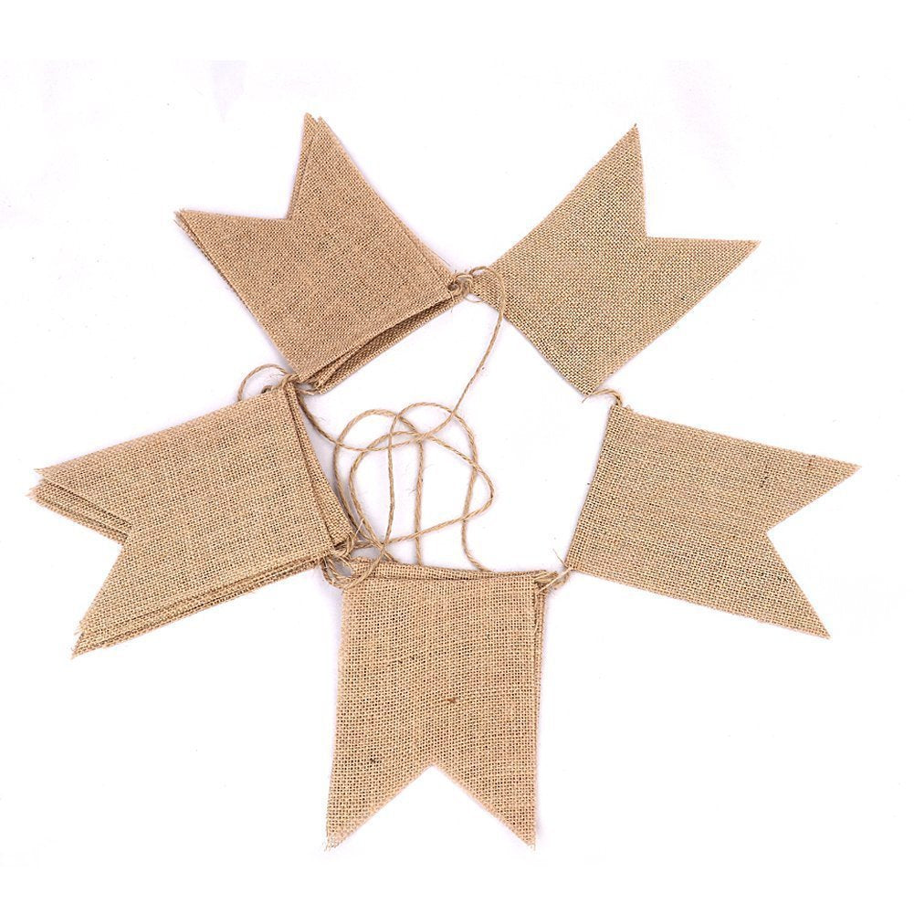 Leinen-Wimpelgirlande – 15-teilig | 4,4 m | Perfekt für Hochzeiten & Feiern konfetti.world Shipping